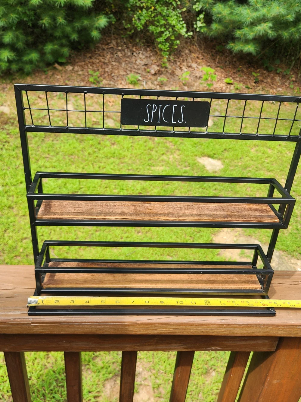 Rae Dunn Wood And Metal 'SPICES' Rustic Spice Rack